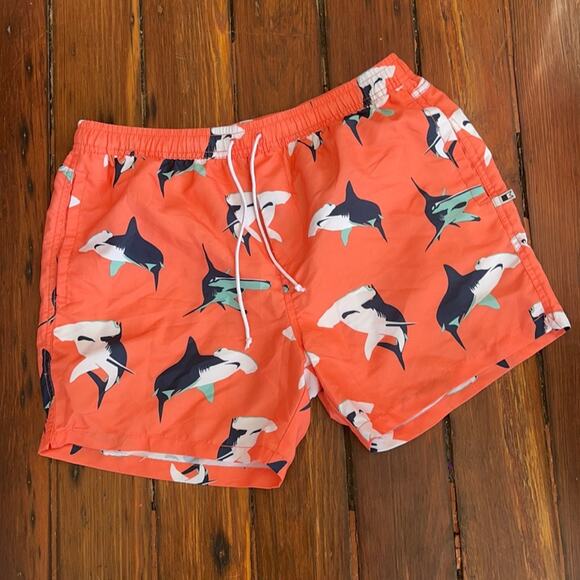 NWT SWIM by COTTONON shark print lined swim trunks sz L - Picture 1 of 6
